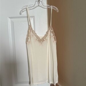 Elegant Cream Lace Trim Cami Top